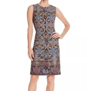 Kobi Halperin Sheath Dress 4 Blue Multi Fresco Sienna Contemporary Career Modern